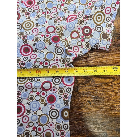 Cottonality‎ Natural Comfort Scrub Top Short Sleeve Sz S Blue Bubbly Slip On - Picture 8 of 9